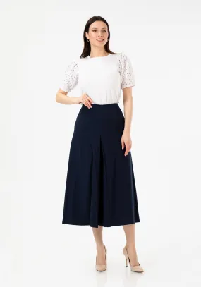 Navy Blue Cropped Palazzo Pants