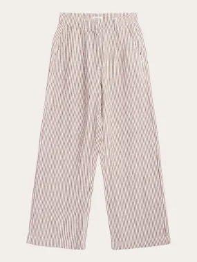 POSEY wide mid-rise striped linen pants - GOTS/Vegan - Brown stripe